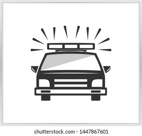 Police car icon. police patrol car on white background