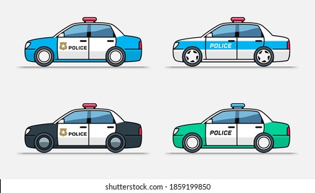 Police car icon set. Vector illustration