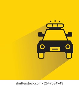 police car icon with shadow on yellow background