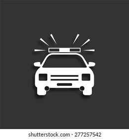 Police car icon with shadow - vector illustration