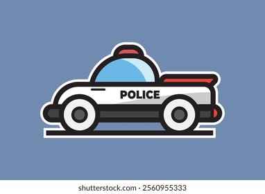 Police car icon with siren lights above, cute and interesting cartoon shaped icon, this police icon can be replaced with each element and color