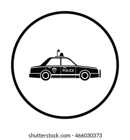 Police car icon. Thin circle design. Vector illustration.