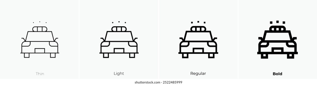 police car icon. Thin, Light Regular And Bold style design isolated on white background