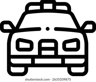 police car icon. Thin Linear Style Design Isolated On White Background