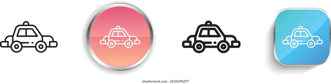 police car icon. Thin Linear, Regular and Button Style Design Isolated On White Background