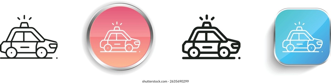 police car icon. Thin Linear, Regular and Button Style Design Isolated On White Background