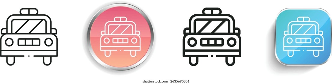 police car icon. Thin Linear, Regular and Button Style Design Isolated On White Background
