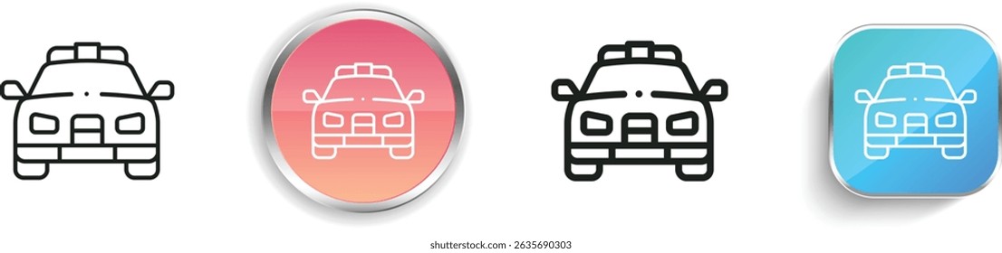 police car icon. Thin Linear, Regular and Button Style Design Isolated On White Background
