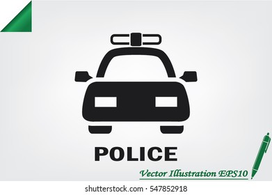 police car icon vector EPS 10, abstract sign flat design,  illustration modern isolated badge for website or app - stock info graphics 