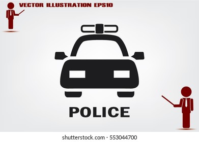 police car icon vector EPS 10, abstract sign flat design,  illustration modern isolated badge for website or app - stock info graphics 