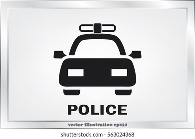 police car icon vector EPS 10, abstract sign flat design,  illustration modern isolated badge for website or app - stock info graphics 