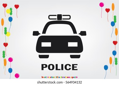 police car icon vector EPS 10, abstract sign flat design,  illustration modern isolated badge for website or app - stock info graphics 