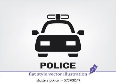 police car icon vector EPS 10, abstract sign flat design,  illustration modern isolated badge for website or app - stock info graphics 