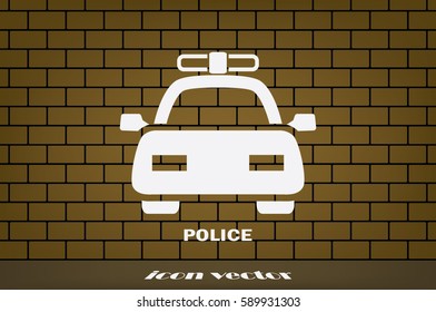 police car icon vector EPS 10, abstract sign flat design
