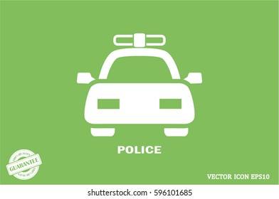 police car icon vector EPS 10, abstract sign flat design,  illustration modern isolated badge for website or app - stock info graphics.