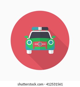 Police car icon, Vector flat long shadow design. EPS10
