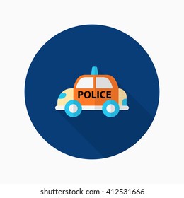 Police car icon, Vector flat long shadow design. EPS10