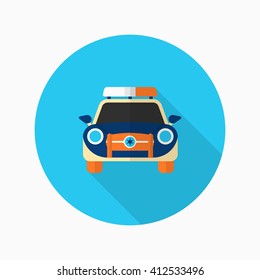 Police car icon, Vector flat long shadow design. EPS10