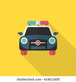 Police car icon, Vector flat long shadow design. EPS10