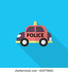 Police car icon, Vector flat long shadow design. EPS10