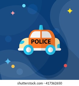Police car icon, Vector flat long shadow design. EPS10