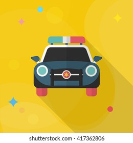 Police car icon, Vector flat long shadow design. EPS10