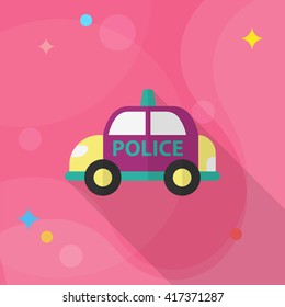 Police car icon, Vector flat long shadow design. EPS10