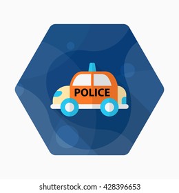 Police car icon, Vector flat long shadow design. EPS10