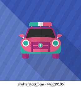 Police car icon, Vector flat long shadow design. EPS10