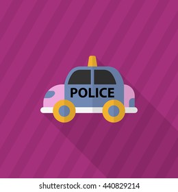 Police car icon, Vector flat long shadow design. EPS10