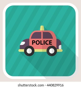 Police car icon, Vector flat long shadow design. EPS10