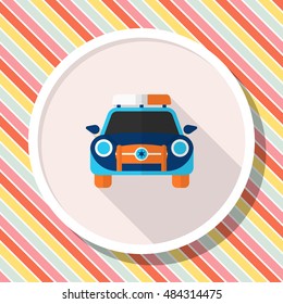Police car icon, Vector flat long shadow design. EPS10