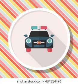 Police car icon, Vector flat long shadow design. EPS10