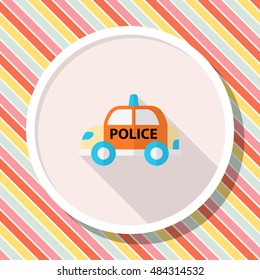 Police car icon, Vector flat long shadow design. EPS10
