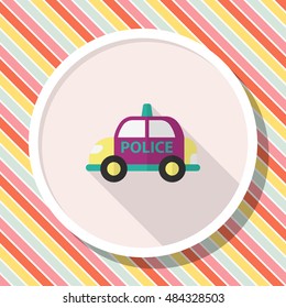 Police car icon, Vector flat long shadow design. EPS10