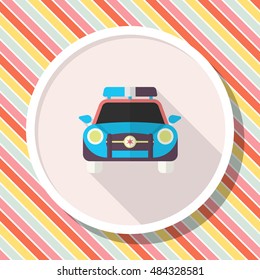 Police car icon, Vector flat long shadow design. EPS10
