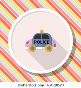 Police car icon, Vector flat long shadow design. EPS10