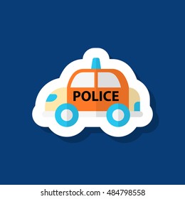 Police car icon, Vector flat long shadow design. EPS10