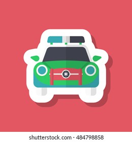 Police car icon, Vector flat long shadow design. EPS10