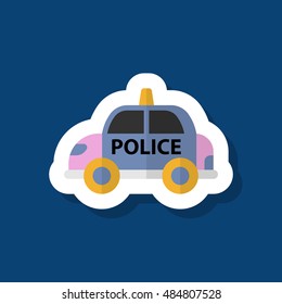 Police car icon, Vector flat long shadow design. EPS10