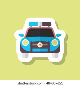 Police car icon, Vector flat long shadow design. EPS10