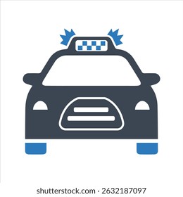 Police car icon. Vector and glyph