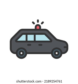 Police Car icon vector image. Can also be used for Vehicles. Suitable for mobile apps, web apps and print media.