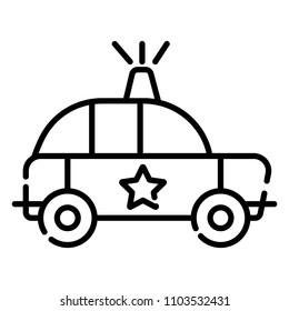 Police Car icon, vector iolated flat illustration. Front view.
