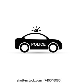 Police Car icon, vector iolated flat illustration. Side view.