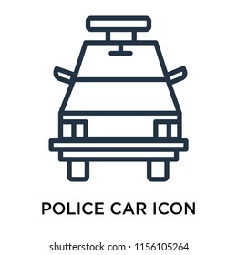 Police car icon vector isolated on white background. thin symbols or lined elements in outline style