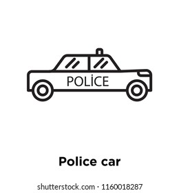 Police car icon vector isolated on white background, Police car transparent sign , sign and symbols in thin linear outline style