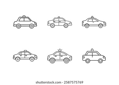 police car icon vector line art illustration