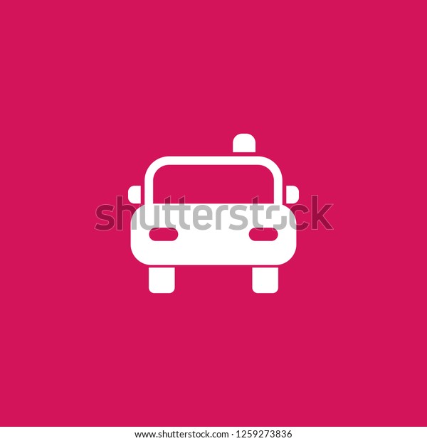 police car icon vector. police car\
sign on pink background. police car icon for web and\
app