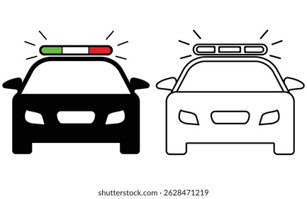 Police car icon vector. Silhouette of police, patrol car icon symbol. Out line of police van, car, travel and transport icon vector illustration.